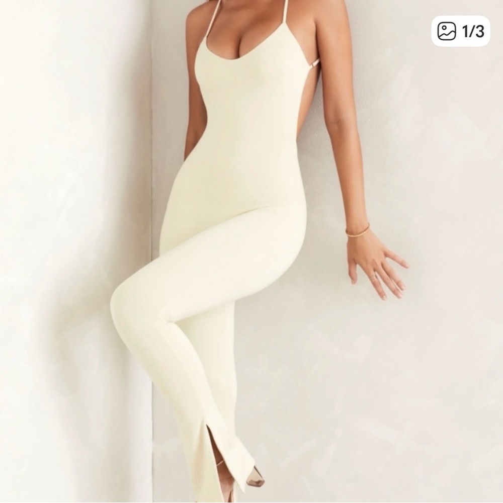 Oh Polly Cream Strappy Jumpsuit